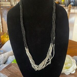 Sophisticated Black and Silver Multi-Strand Necklace